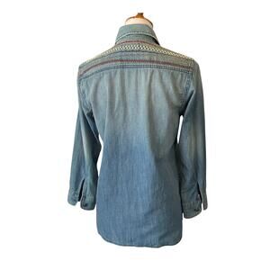 Current/Elliott Denim Western Shirt XS/S – Distressed Indigo, Embroidered Yoke